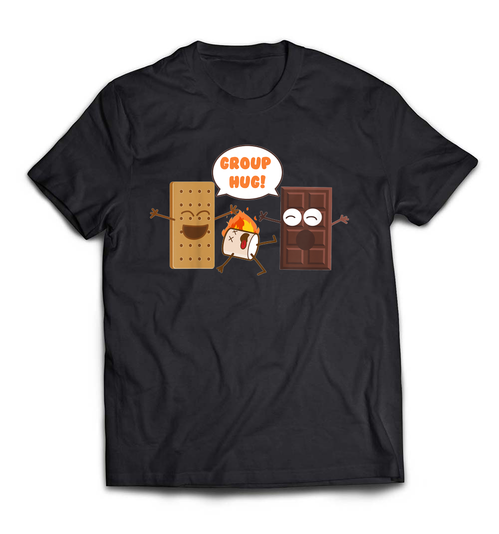 “Group Hug” Funny S’mores Camping T-Shirt – A Sweet and Playful Tee for Campfire Lovers